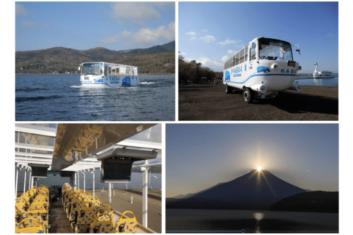 9033巨体を揺らして水中へダイブ。水陸両用バス「YAMANAKAKO NO KABA」で壮大な水しぶきと山中湖の大自然を満喫する豪快クルージング体験