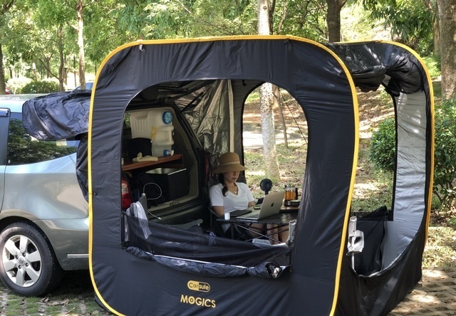 キャンプ 車中泊の最高の相棒 車に連結できるポップアップテント Carsule カースル がアウトドアの定番になる予感 男の隠れ家デジタル