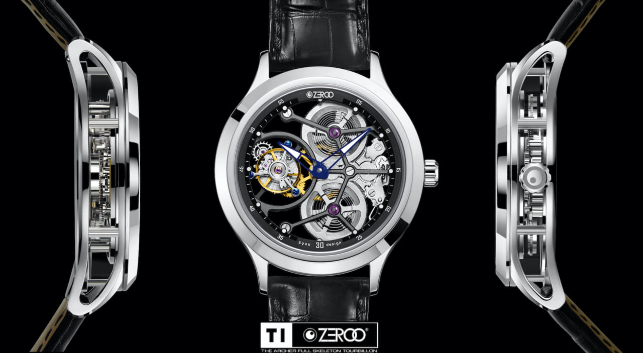 30057機械式時計の美しさがわかるフルスケルトンのトゥールビヨン。ひたすら眺めていたい「ZEROO T1 THE ARCHER」クラウドファンディングで公開
